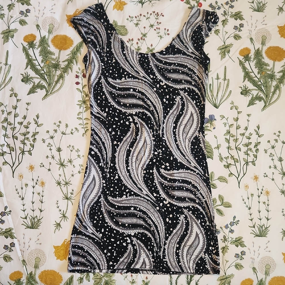 Volcom Black and White Patterned Mini Dress